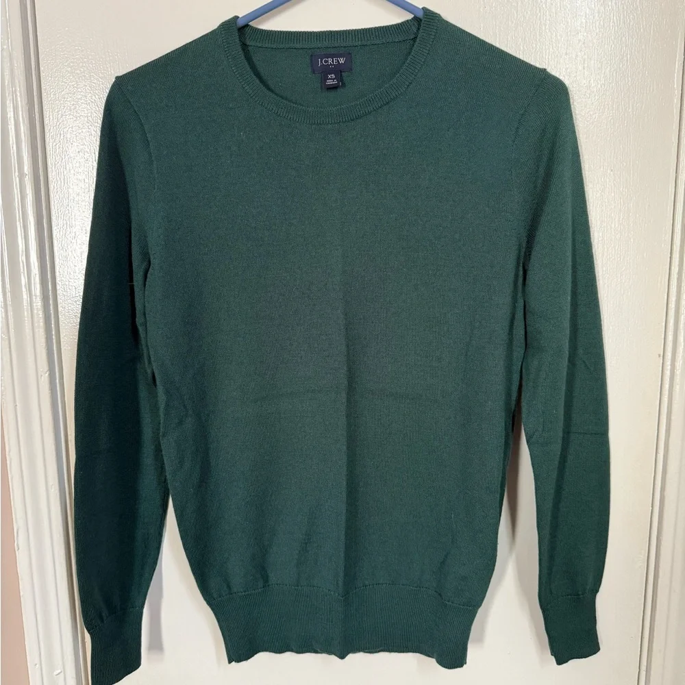 Men’s XS Forest Green J.Crew Factory Merino Wool-Blend Crewneck Sweater - Picture 1 of 5